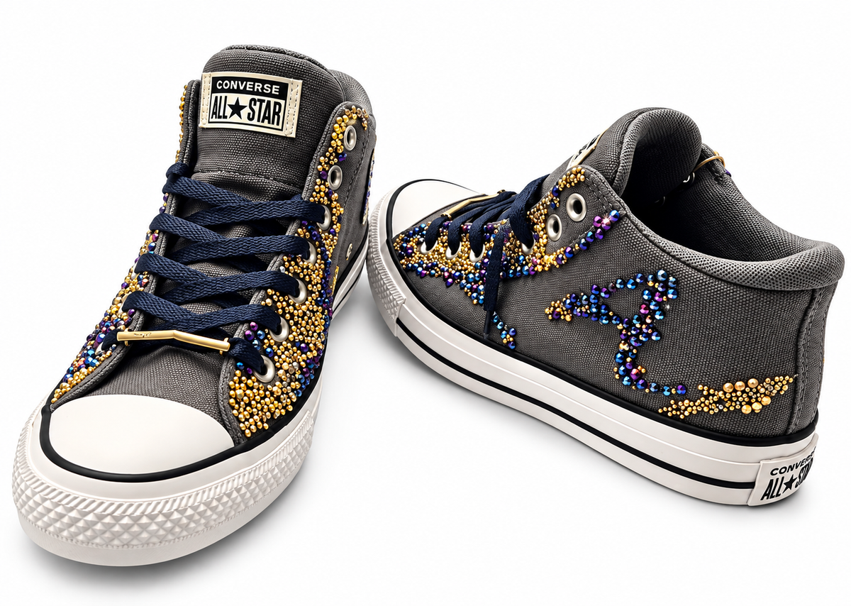 Custom Atlanta Converse Shoes, Rhinestone Bling Sneakers, Embellished Chuck Taylor Shoes, ATL Statement Sneakers, Custom Crystal Shoes