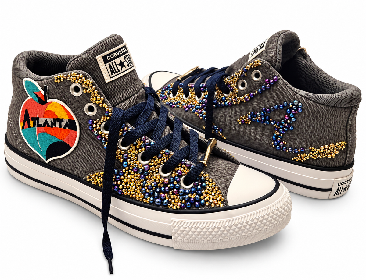 Custom Atlanta Converse Shoes, Rhinestone Bling Sneakers, Embellished Chuck Taylor Shoes, ATL Statement Sneakers, Custom Crystal Shoes